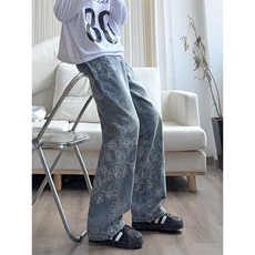 B221美式ins高街宽松提花微喇牛仔裤LK25577-特P45控78，男装牛仔裤，电商B221