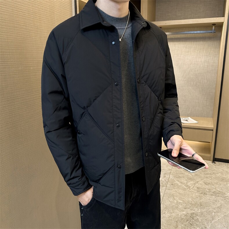 翻领轻薄羽绒服夹克男棱角设计休闲外套上衣DS-A329-S2607-P135,男装夹克,电商A329