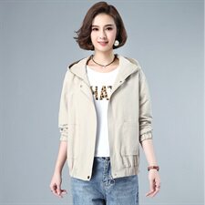 短外套女2021春秋装新款女装时尚休闲连帽春秋女士风衣外套，女装短外套，依恋蒂丝