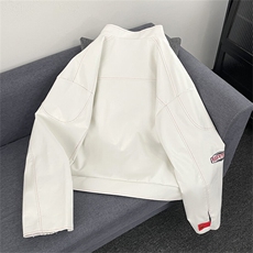 美式春秋季机车刺绣皮衣夹克男女款高街棒球服潮牌外套JK80-P68，男装夹克，星座308B-1