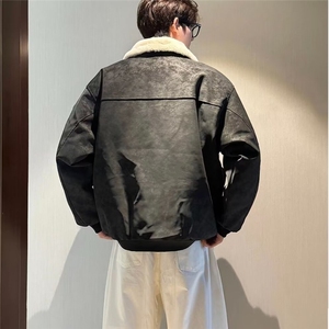男士美式翻领外套男秋冬潮高级感男装2025年新款复古机车夹克图片