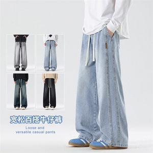 2025年秋季新款美式复古工装拼接牛仔宽松直筒休闲裤阔腿805-P44图片