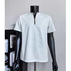 美式简约高街短袖T恤男拉链宽松半袖上衣正肩T恤25XT77281特批30，男装T恤，电商A042