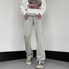 美式复古牛仔裤男潮牌日系设计感宽松直筒阔腿裤子N01605-P45，男装牛仔裤，星座308B-1