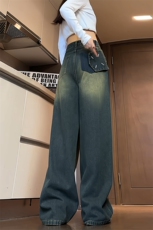 特批P40无差价秋新高街水洗美式复古牛仔裤男中性大码阔腿裤N5301，男装牛仔裤，电商A001