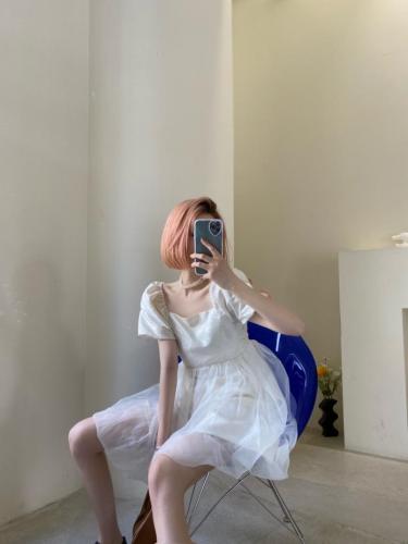 提花拼接纱裙连衣裙,女装连衣裙,ceelphy