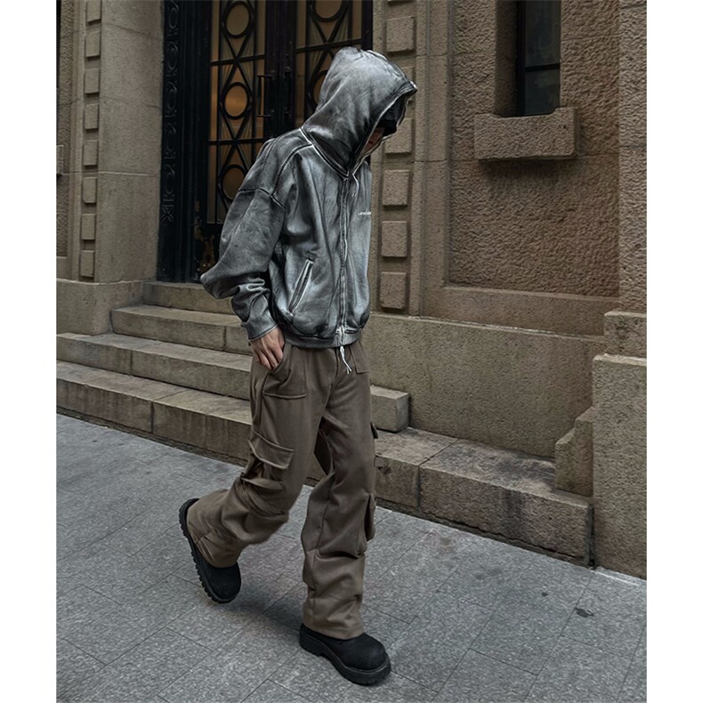 自家图，不拿货棕色工装牛仔裤男微喇叭裤子-KZA34-P63,男装牛仔裤,星座1007（原301D）