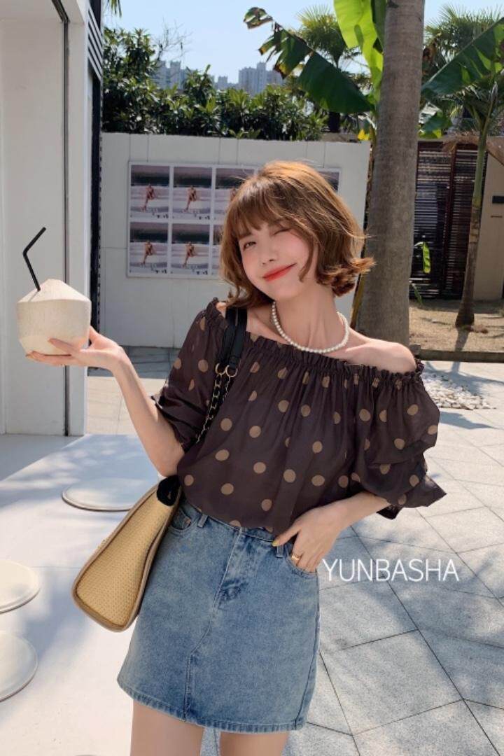 2022夏季新款波点一字肩上衣，其它，韵芭莎
