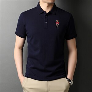夏季新款男士翻领短袖t恤中年有领男装上衣服休闲POLO衫图片