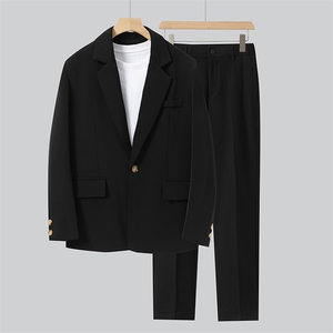 秋季新款男士休闲港风宽松西服套装衣服+裤子整套西装 XZ810-P150图片