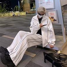 W343-P882024套装男生酷帅一套休闲长裤外套夹克两件套港风痞帅，男装夹克，星座911-1