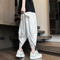 2025新中式龙纹冰丝沙滩裤加大码宽松阔腿裤A057-K379-P40，男装休闲裤，电商A057