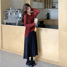 2025春秋季新款韩版针织小衫吊带裙两件套女高级感显瘦连衣裙套装，女装套装/套裙，2C307