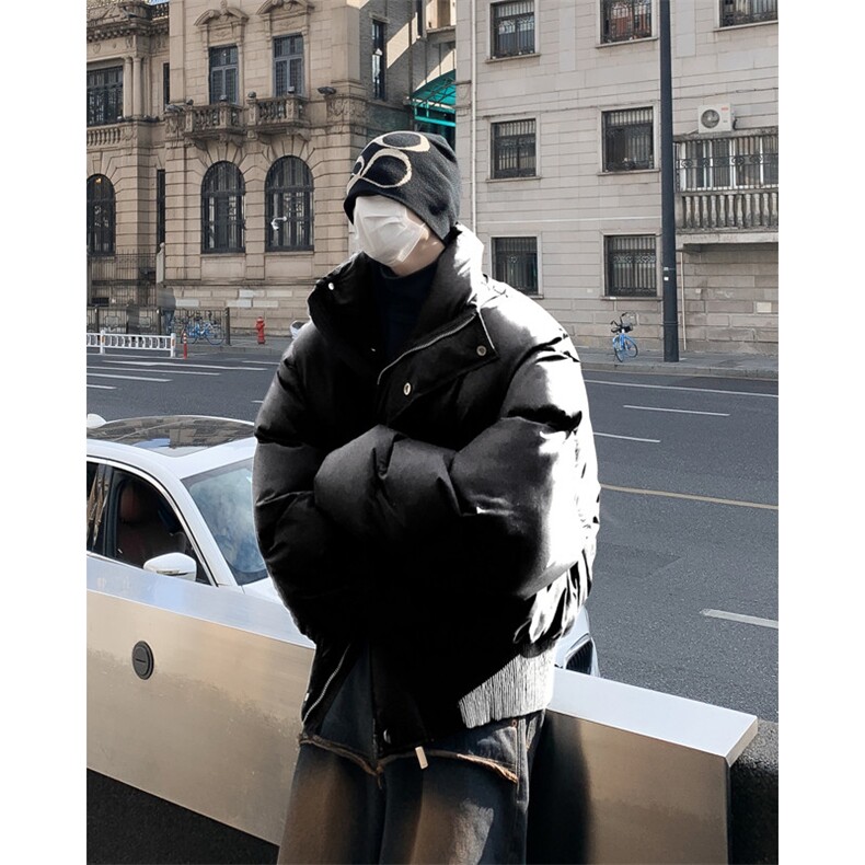美式PU皮立领短款棉服男加厚保暖工装棉衣外套冬季ootd穿搭面包服,男装棉衣,星座410-7