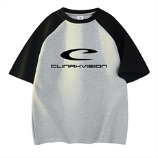 浅灰色拼黑袖