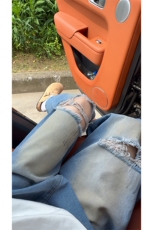 破洞牛仔短裤男水洗做旧夏季潮牌宽松阔腿七分裤子-A2142P48控78，男装牛仔裤，电商B241