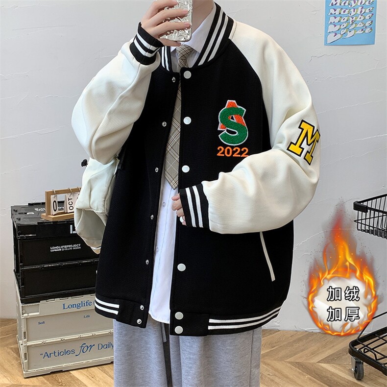 秋装新品青少年夹克休闲棒球服潮加绒加厚印花外套男士 2115-P65图片