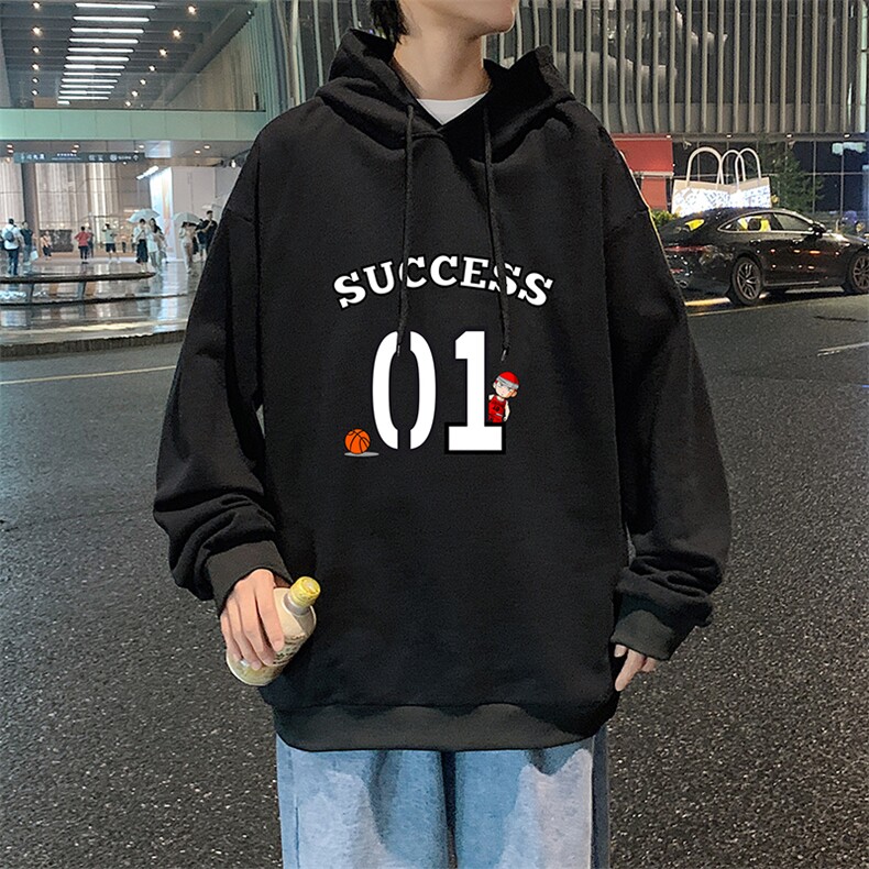 WY2205-P35加绒款-P40纯棉连帽卫衣男大码运动帽衫宽松薄外套男，男装卫衣，电商A040