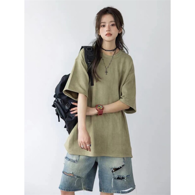 夏季新款港风美式潮牌高质量麂皮绒短袖T恤716-2-GP05-P20，男装T恤，星座716-1