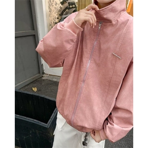 【有货】DW194-P72潮美式PU皮立领工装夹克外套女春秋季棒球服图片