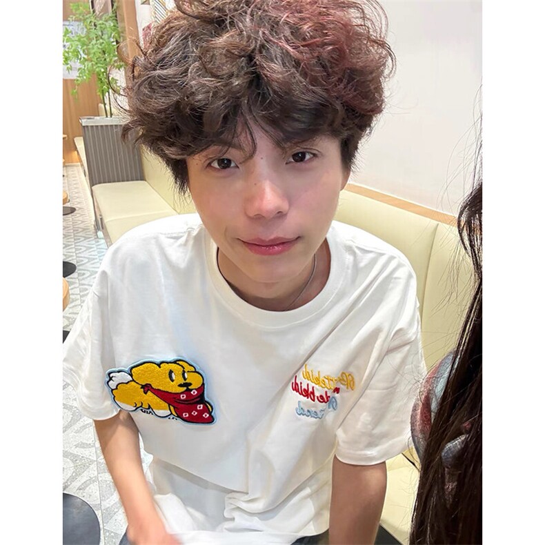 万针全刺绣工艺抖音得物高品质260克重磅纯棉双纱美式高街短袖T恤,男装T恤,电商A486