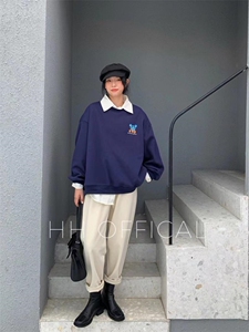 爆加婴儿绒圆领卫衣图片