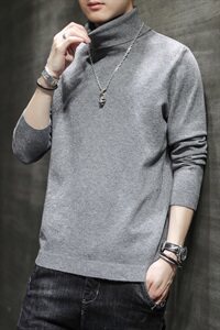 高领毛衣男士宽松秋冬2021新款潮流多色针织衫潮牌DF65T图片