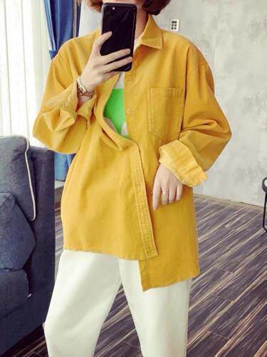 灯芯绒衬衣韩版，女装，简单小珍