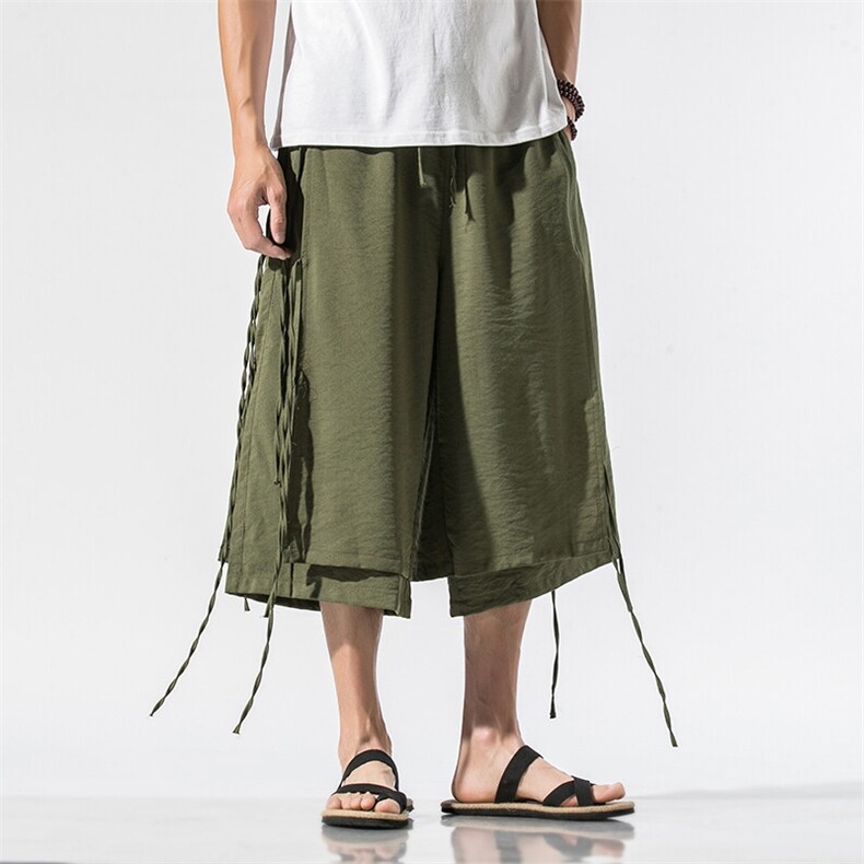 夏季日系大码休闲裤暗黑阔腿裤汉服七分裤工装裤中性潮K92/P85,男装牛仔裤,钱塘713
