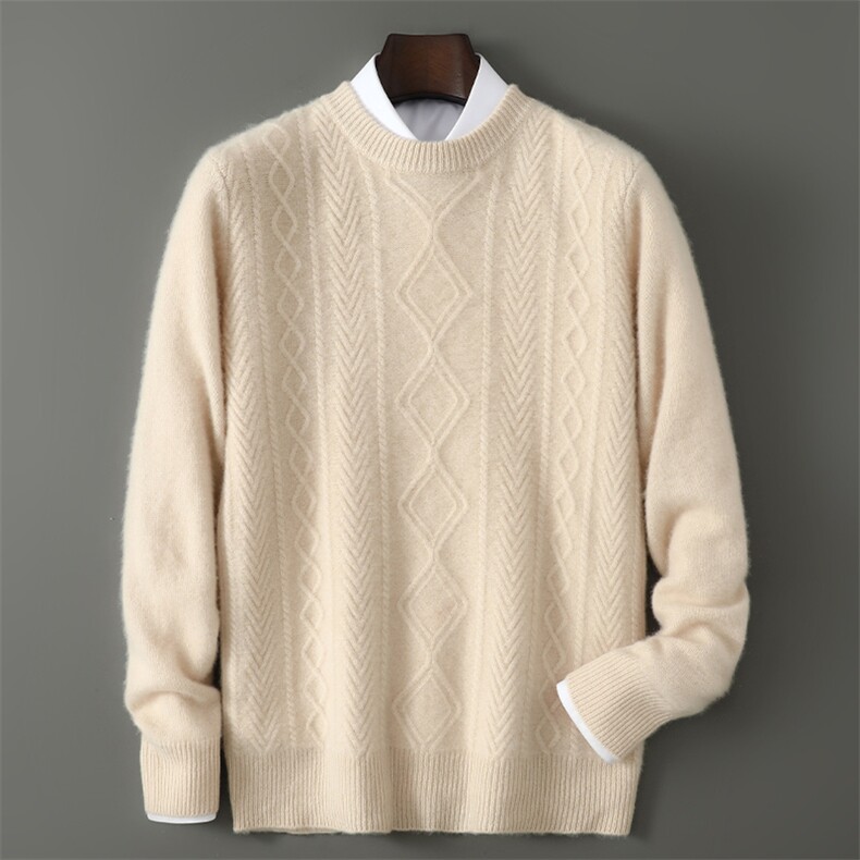 2025百搭时尚简约绞花羊毛衫男款，男装羊毛衫，千国羊绒