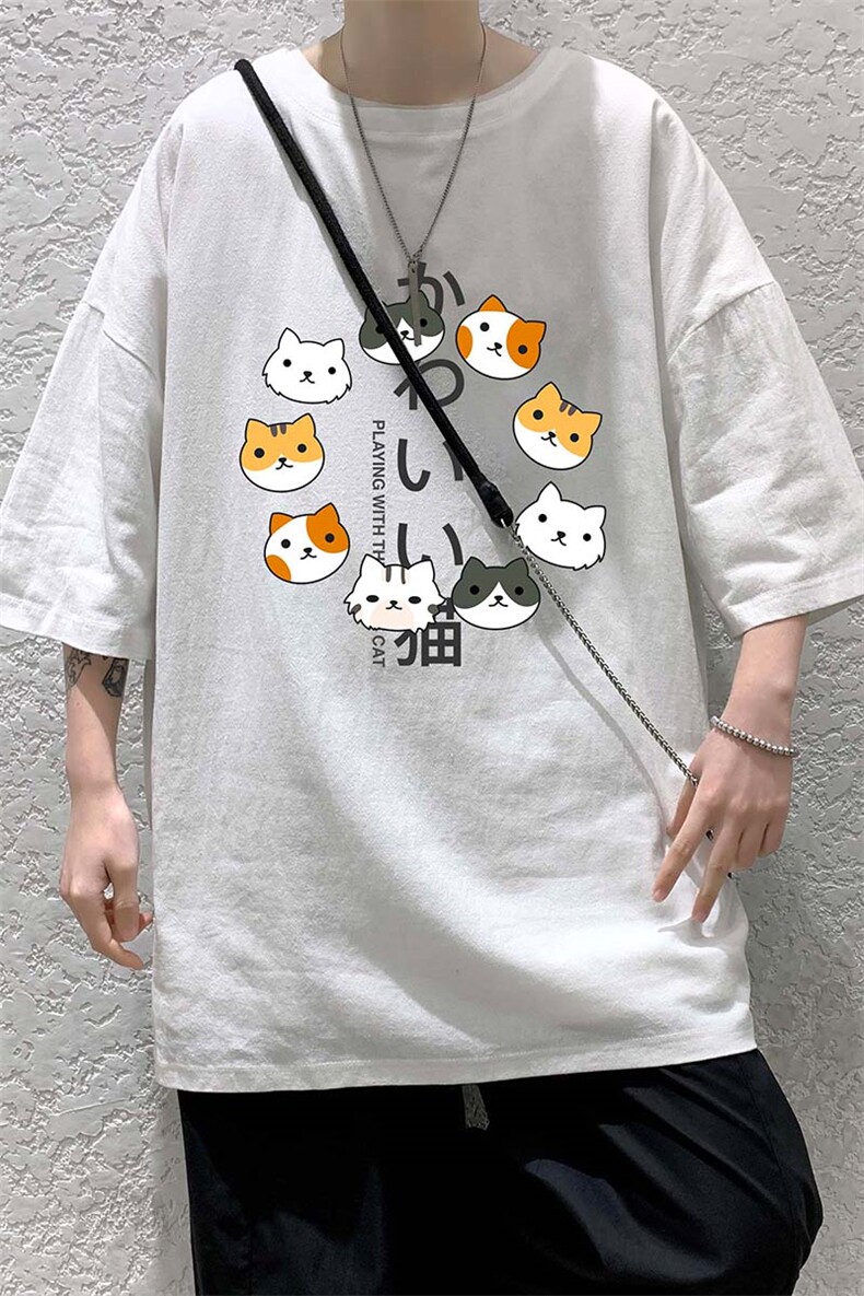YT26215-P30亚短袖t恤男大码五分袖男宽松七分袖港风模特,男装T恤,电商A040