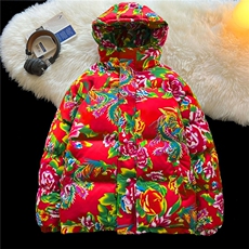 连帽东北大花棉衣外套风汉服宽松棉服棉袄保暖A1P-85，男装棉衣，电商A128