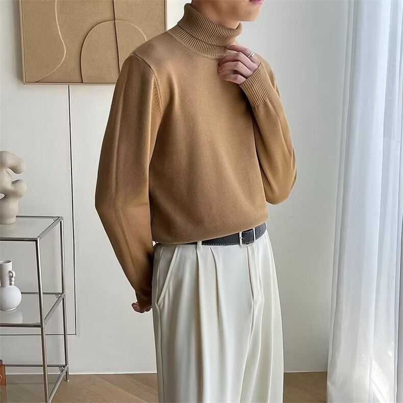 高领毛衣男生秋冬季简约纯色针织衫男士修身保暖翻领毛衣G20,男装针织衫/毛衣,星座1116A-2（原606A-1）