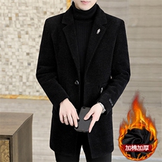 秋冬新款男士商务休闲简约百搭西装领毛呢大衣中长款风衣F01P155，男装风衣，电商B226-2（原B217-2）