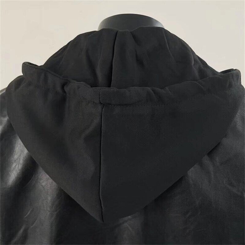 假两件连帽皮衣男士夹克春秋潮牌哈雷机车外套1001-1-PY118-P85,男装皮衣,星座1001-1