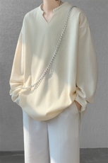 8XL-M长袖打底衫T恤V领针织体恤麦穗条卫衣加肥加大码TX3102特P35，男装T恤，电商B238