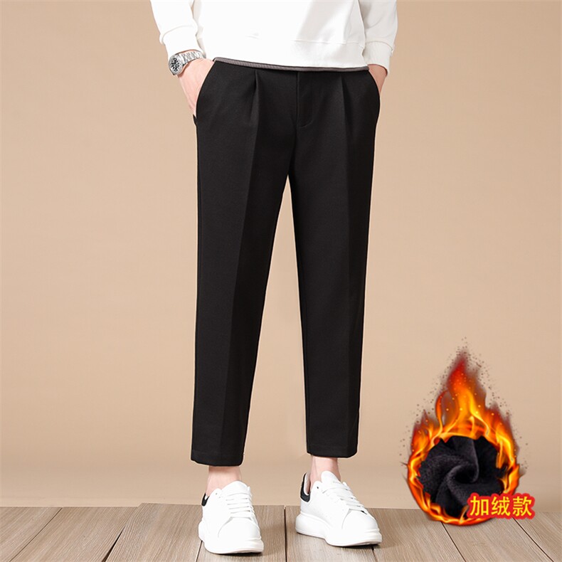 男士毛呢裤秋冬款加绒加厚西裤宽松直筒中年男裤商务休闲长裤子，男装西裤，星座505-2（原电商A260-1)