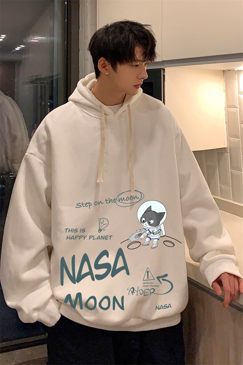 NASA联名同款纯棉连帽卫衣男大码运动帽衫宽松薄WY2187-P35,男装卫衣,电商A040