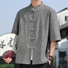 2025夏季新款风男开衫金属盘扣新中式肌理提花衬衫C137-P65，男装衬衫，电商B277(原6028)