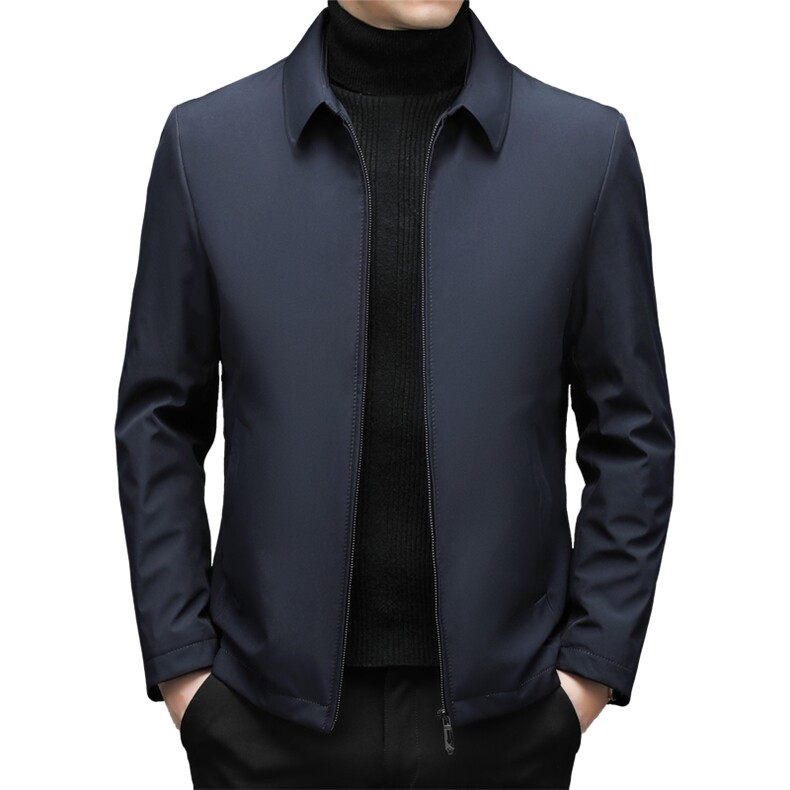 中年男士翻领纯色休闲羽绒服2023冬季新款加厚保暖爸爸装上衣外套,男装羽绒服,电商B212（原钱塘6029）