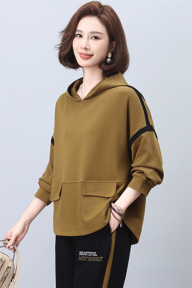 卫衣女2025春秋款连帽大码宽松中年妈妈休闲套头新款上衣,女装卫衣/绒衫,忆绮罗