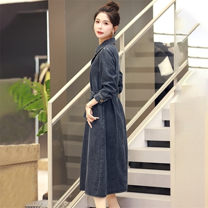 牛仔连衣裙女小个子2023春秋新款时尚独特高级感气质收腰衬衫裙子图片