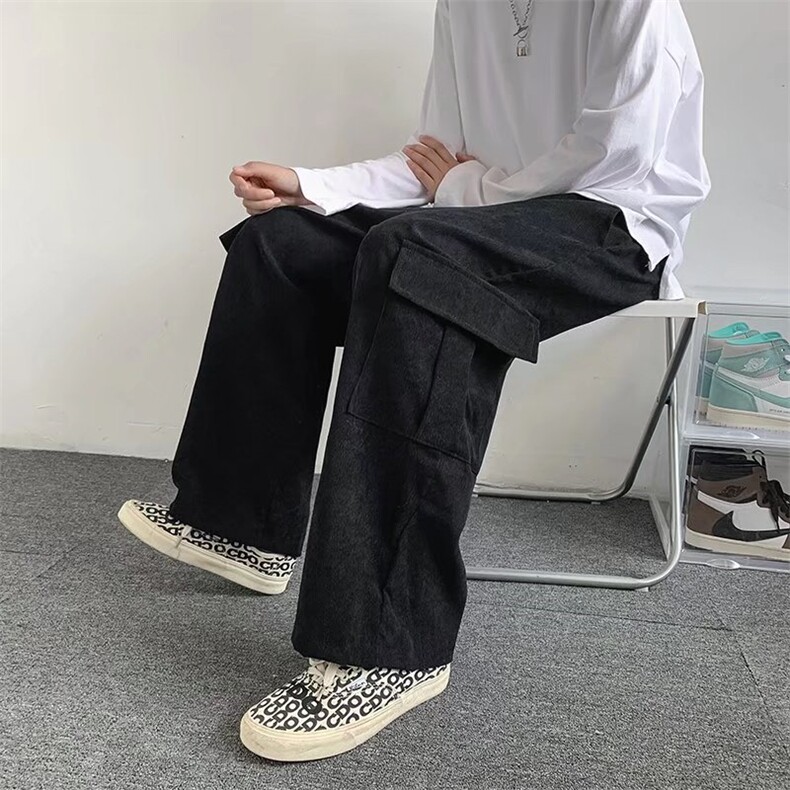 新款长裤高街vibe裤子街头风拼接牛仔裤男宽松直筒裤N7025/P35图片