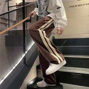 美式高街条纹休闲长裤韩版潮流百搭拖地直筒运动哈伦裤男ZK45-p35图片