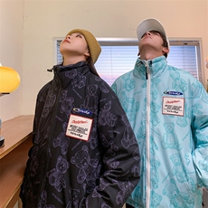 卡通印花小怪兽皮卡丘情侣学生短款轻薄拼色得物羽绒服男，男装羽绒服，星座301D-5(原星座1415）