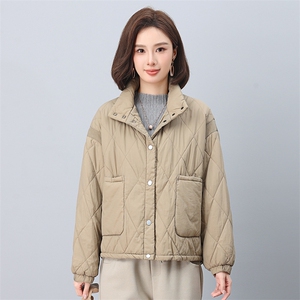 时尚立领拼接针织棉服 宽松显瘦保暖外套图片