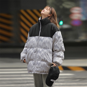 中性风秋冬2024新款立领加厚印花棉衣外套 A436-5902-P98控价138图片