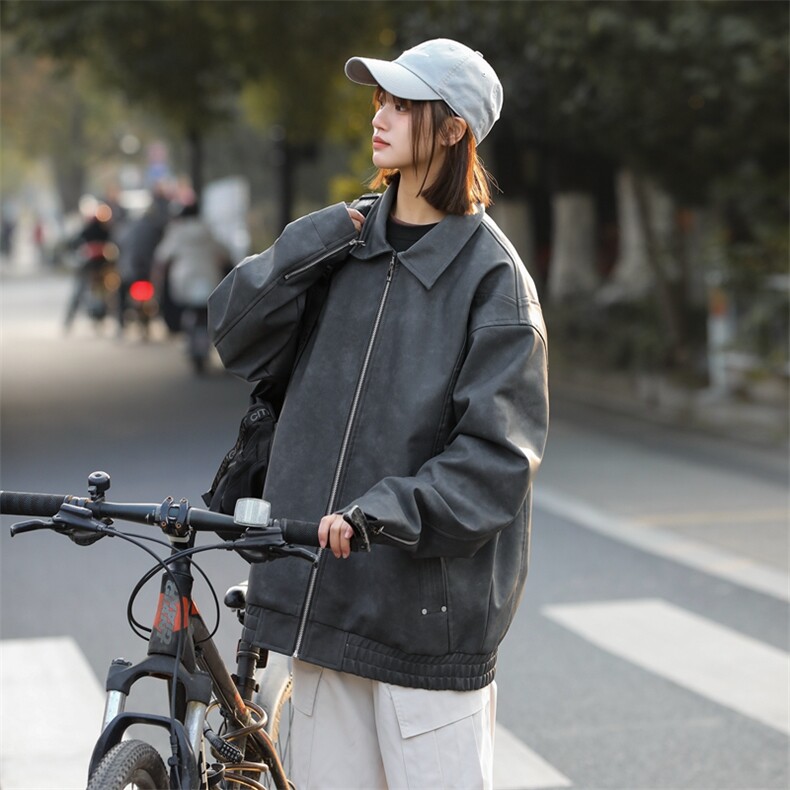 春款机动皮衣美式潮牌骑行服皮夹克外套二开A406JK3518特P85,男装皮衣,星座309（原A406）