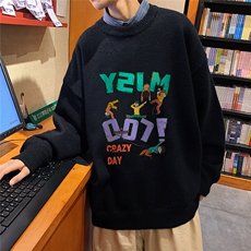 1港风新款宽松休闲中性情侣潮流印花毛衣男外套7698P48加绒P55，男装针织衫/毛衣，星座226-2