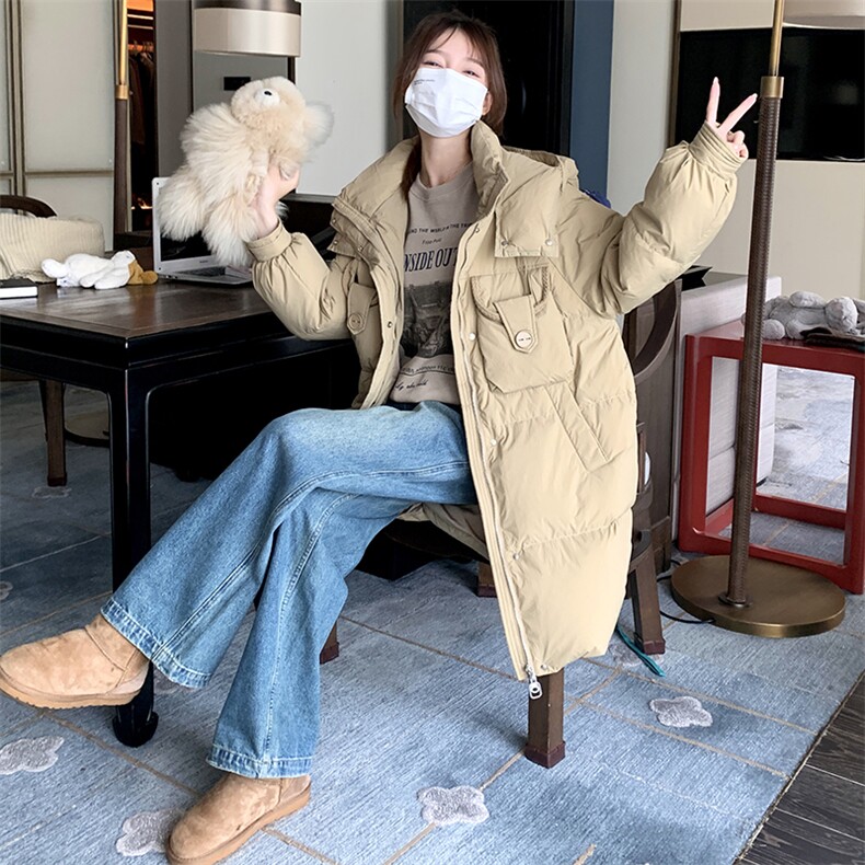 2023年冬季新款时尚通勤70鹅绒羽绒服中长款外套女,女装羽绒服,辉之琳